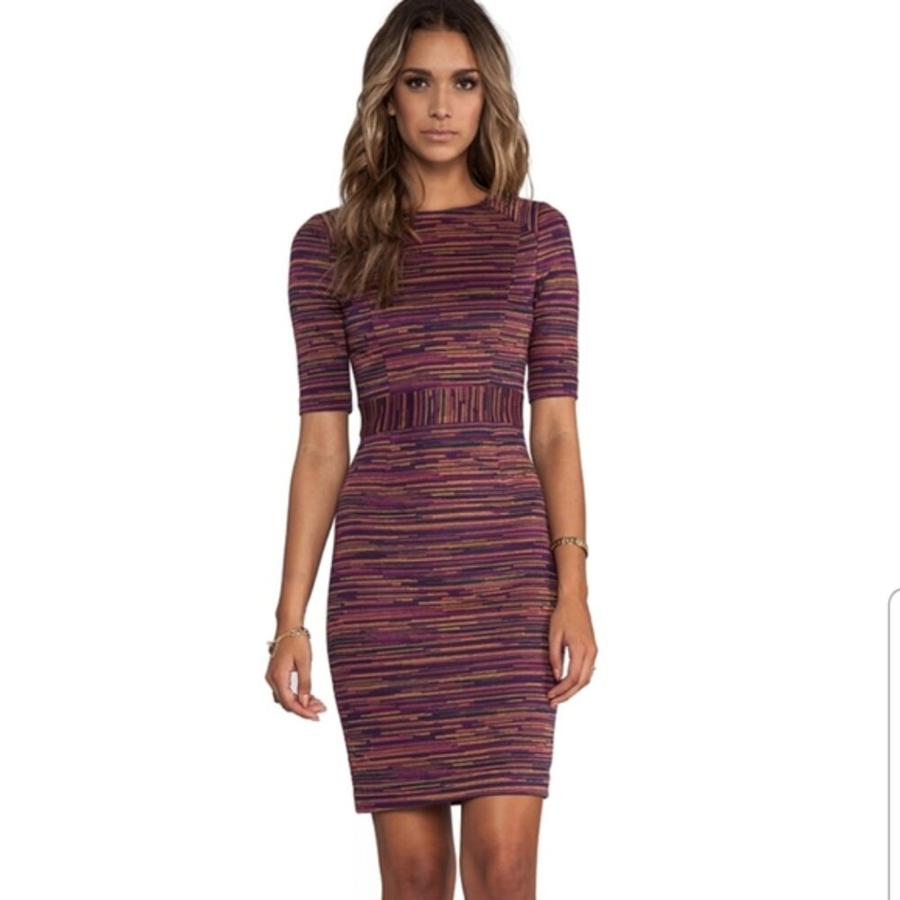 Trina Turk Purple & Pink Geometric Print Midi Pencil Sheath Dress, Size 6